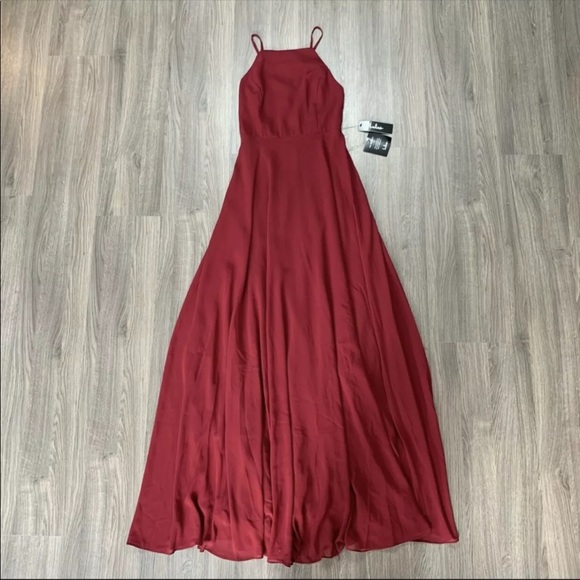 Lulu's Mythical Kind Of Love Wine Red Chiffon Sleeveless Long Maxi Dress Medium - Picture 10 of 12